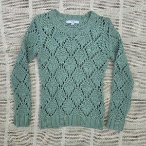 Sage Green Vintage XXI Forever 21 Diamond Knit Sweater.